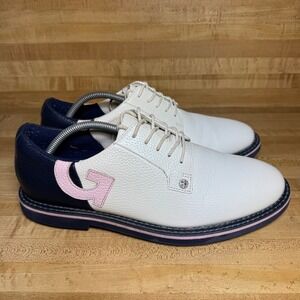 G/FORE Mens 11 Gallivanter Pebble Leather Golf Shoes White Navy Pink G4MS22EF18